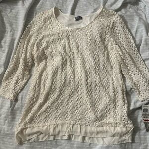 NWT!! JM COLLECTION WOMEN'S Eggshell CROCHET KNIT SWEATER SIZE 1X B10
